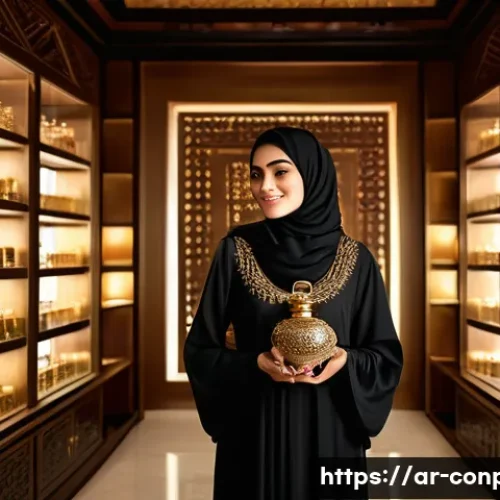 Home 24 소비자 감정에 따른 구매 행동 예측 - **Prompt 1: "Echoes of Scented Memories"**
A gracefully posed young Arab woman, modestly dressed...