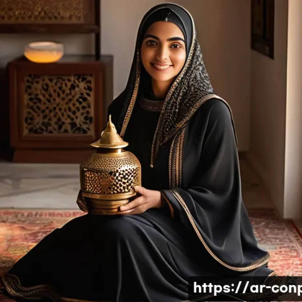 감정적 트리거와 소비자 의사결정 - **Prompt:** A heartwarming scene of an elegant Arab woman in her late 30s, dressed in a stylish yet ...